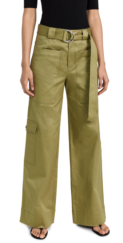 Shop Proenza Schouler White Label Cotton Twill Cargo Pants Khaki Green