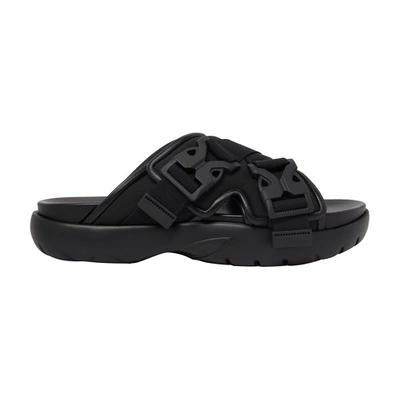 Bottega Veneta Luxurious Leather And Raffia Slides For Effortless Sophistication In Black