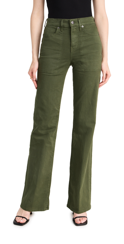 Shop Veronica Beard Jean Crosbie Wide Leg With Patch Pockets Pants Army Green