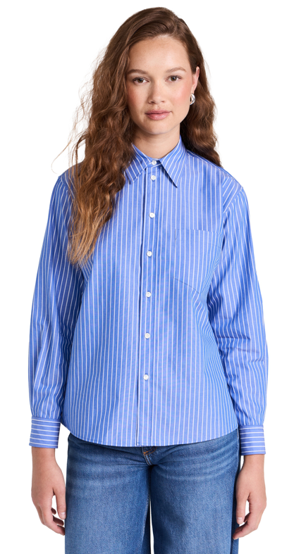 Shop Nili Lotan Telma Shirt Blue/ White Stripe