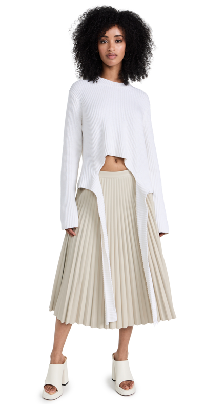 Shop Proenza Schouler White Label Ribbed Cotton Wrap Sweater Off White