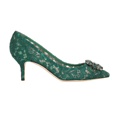 Shop Dolce & Gabbana Lace Rainbow Pumps In Forest_green