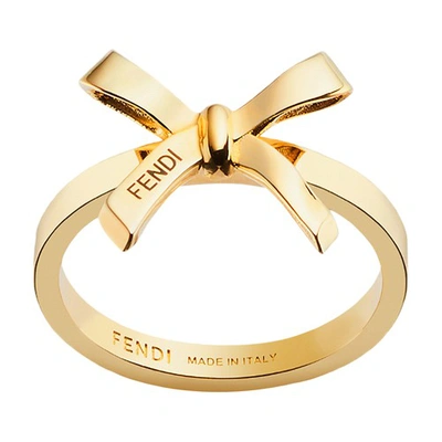 Shop Fendi Bow Ring In Dore