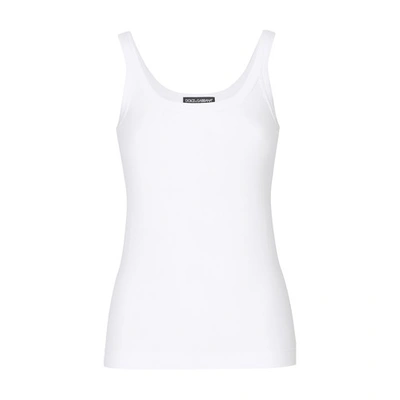 Shop Dolce & Gabbana Sleeveless Cotton T-shirt In Optical_white