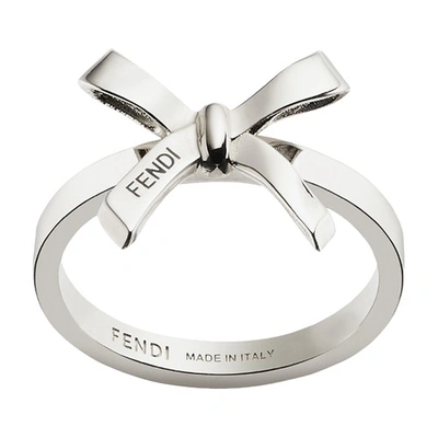 Shop Fendi Bow Ring In Argent