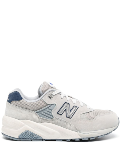 Shop New Balance 580 Leather Sneakers - Men's - Rubber/fabric/calf Leather In Grey