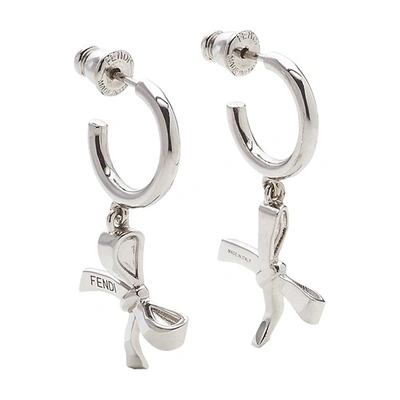 Shop Fendi Bow Earrings In Argent