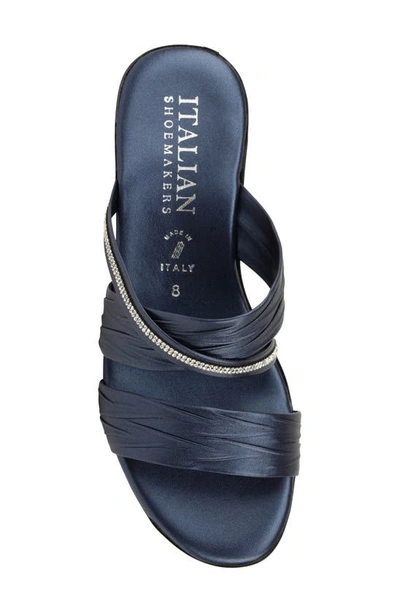 Shop Italian Shoemakers Hollis Wedge Slide Sandal In Blue Metallic