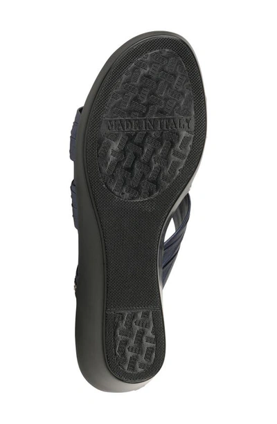 Italian Shoemakers Hollis Wedge Slide Sandal In Blue Metallic