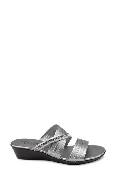 Shop Italian Shoemakers Hollis Wedge Slide Sandal In Grey