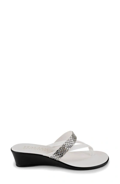 Shop Italian Shoemakers Ashi Wedge Thong Sandal In White