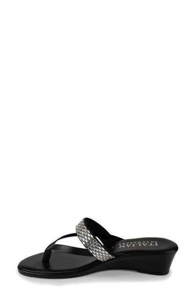 Shop Italian Shoemakers Ashi Wedge Thong Sandal In Black
