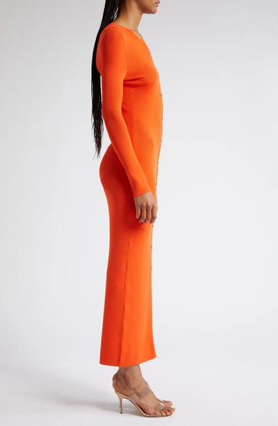 Shop Mother Of All Ambra Long Sleeve Rib Sweater Dress In Orange