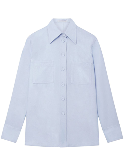 Shop Stella Mccartney Pointed-collar Flannel Shirt In Blue