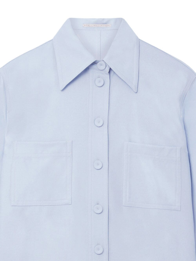 Shop Stella Mccartney Pointed-collar Flannel Shirt In Blue