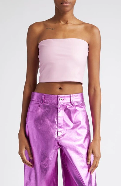 Shop Lapointe Stretch Faux Leather Tube Top In Blossom