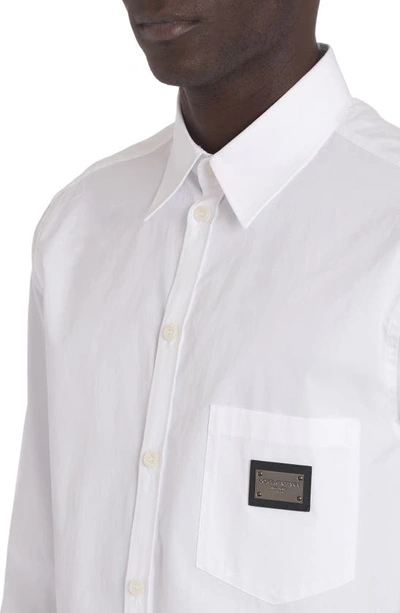 Shop Dolce & Gabbana Dolce&gabbana Essential Martini Fit Cotton Button-up Shirt In White