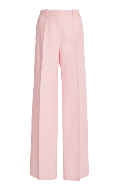 Shop Valentino High-rise Wool-blend Wide-leg Pants In Pink