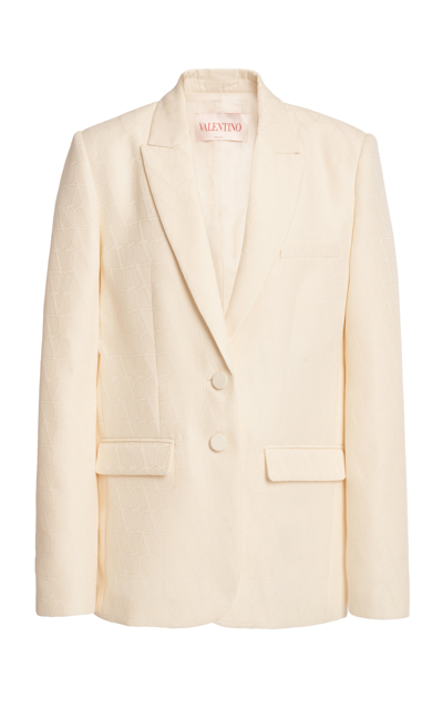 Shop Valentino Single-breasted Wool-blend Jacket In White