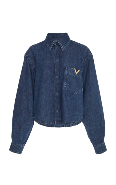 Shop Valentino Denim Shirt Jacket In Medium Wash