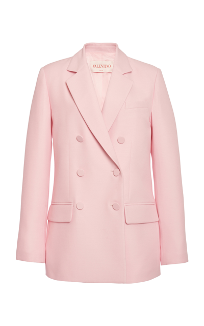 Shop Valentino Double-breasted Wool Blend Jacket In Pink