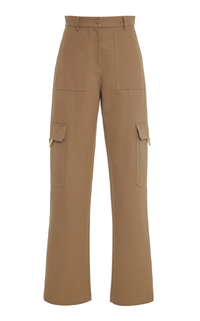 Shop Valentino Straight-leg Cotton-blend Cargo Pants In Neutral