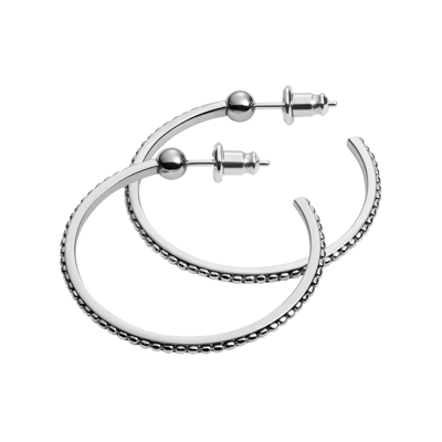 Shop Fossil Women's Silver Stainless Steel Hoop Earrings