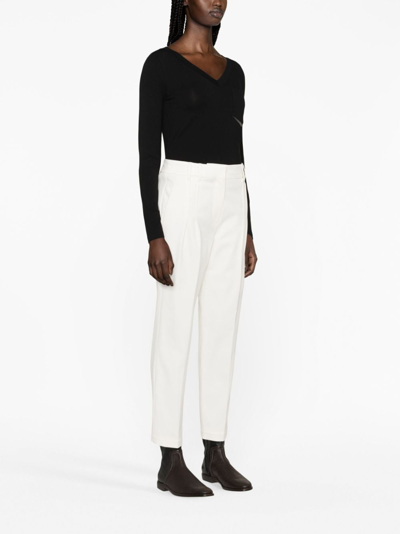 Shop Brunello Cucinelli Pleated Straight-leg Trousers In Weiss