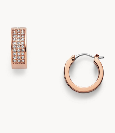 Fossil Women's Rose Gold-tone Stainless Steel Earrings In Pink