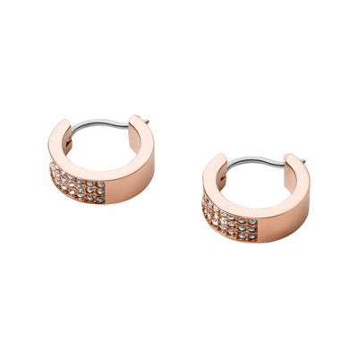 Fossil Women's Rose Gold-tone Stainless Steel Earrings In Pink