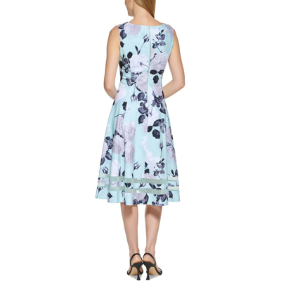 Shop Calvin Klein Womens Floral Sleeveless Midi Dress In Blue