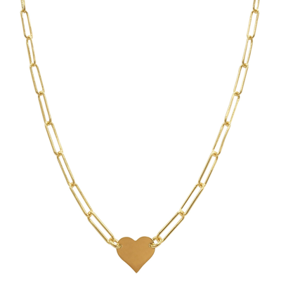 Shop Adornia Heart Necklace With Paperclip Chain In Yellow