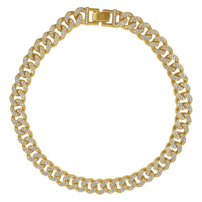 Adornia 14k Plated Cz Flat Curb Chain Necklace In Yellow