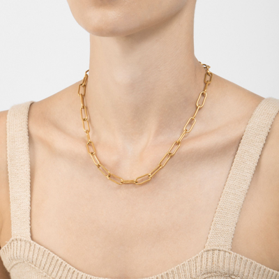 Adornia Water Resistant Wide Chunky Paper Clip Chain Gold In Yellow