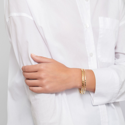 Adornia Set Of 3 Hammered 14k Gold Plated Bangle Bracelets In Yellow