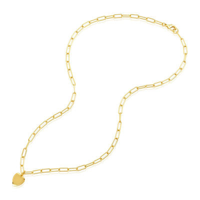 Shop Adornia 25" Heart Charm Paper Clip Chain Necklace Gold In Yellow