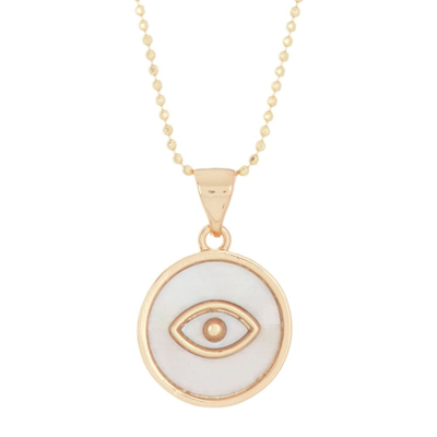 Shop Adornia Mother Of Pearl Evil Eye Pendant Necklace Gold In White