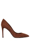 DOLCE & GABBANA 85MM SUEDE PUMPS WITH LEOPARD SOLE, BROWN