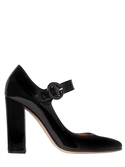 Shop Gianvito Rossi 100mm Mary Jane Patent Leather Pumps In Black