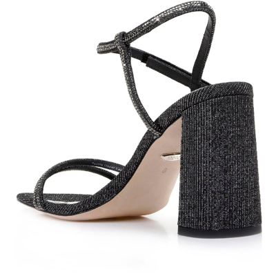 Shop Badgley Mischka Rebekah Womens Shimmer Strappy Block Heels In Black