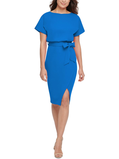 Shop Kensie Womens Roundneck Knee-length Cocktail And Party Dress In Blue