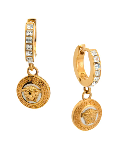 Shop Versace Medusa Embellished Hoop Earrings In Gold