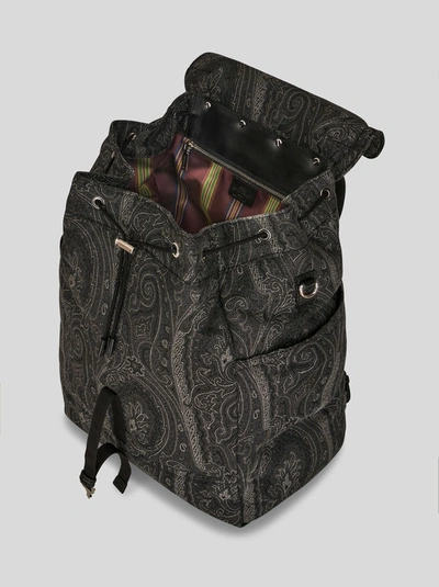 Shop Etro Paisley Backpack With  Logo And Pegaso In Black