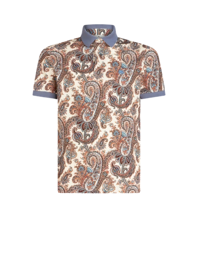 Shop Etro Paisley Cotton Polo Shirt In White