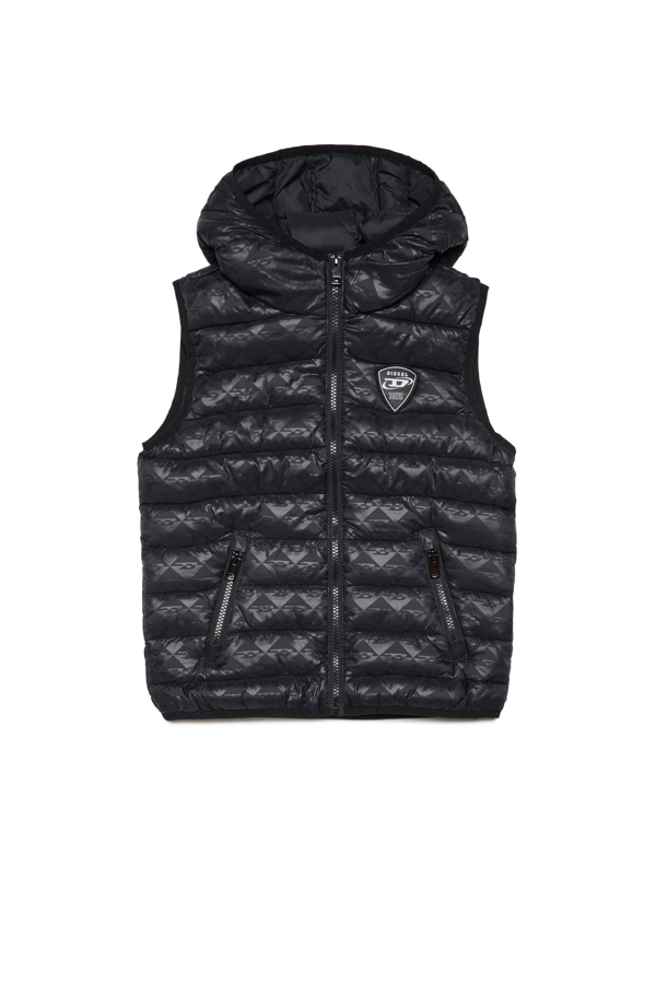 Diesel monogram-print hooded windbreaker - Grey