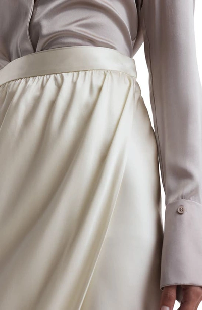 Shop Reiss Tyra Wrap Front Tulip Hem Silk Skirt In Ivory