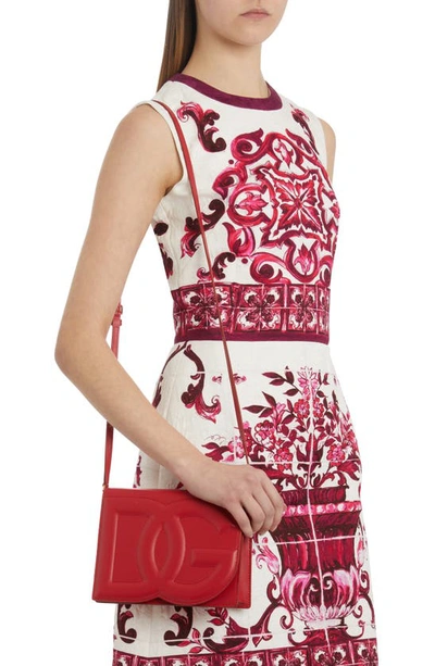 Shop Dolce & Gabbana Dg Logo Flap Leather Crossbody Bag In Medium Red