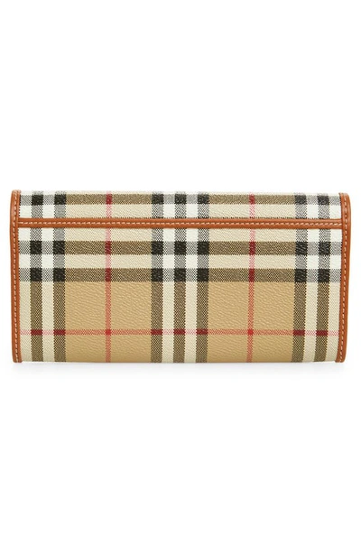 Burberry 'halton' Beige Wallet With Branded Button In Check Fabric Woman In Archive Beige