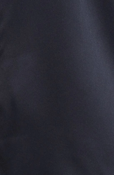 Shop Frame Gillian Three-quarter Sleeve Silk Button-up Shirt In Navy