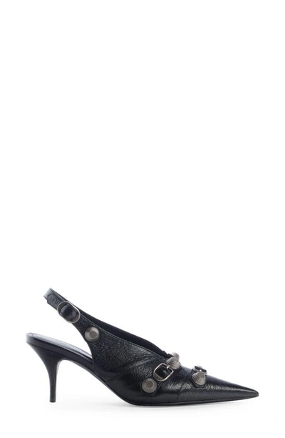 Shop Balenciaga Cagole Pointed Toe Slingback Pump In Black